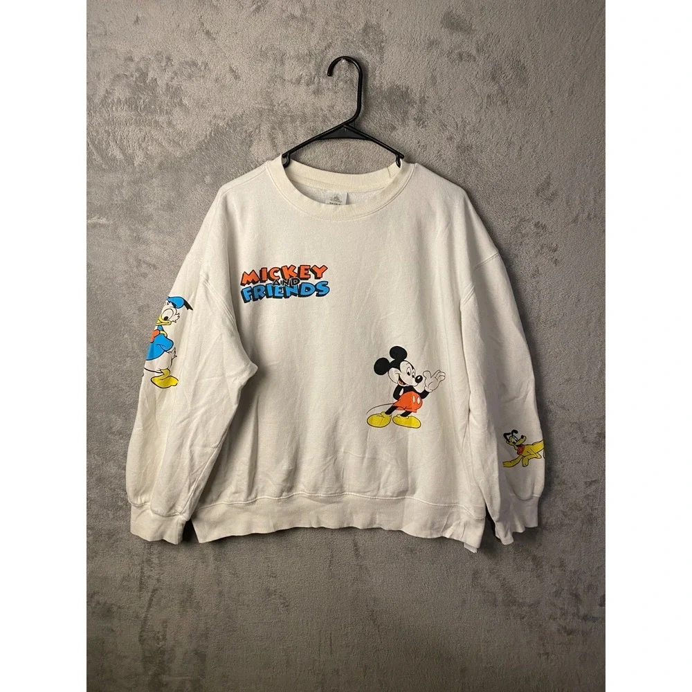 Disney Mickey Mouse & Friends Sweatshirt Adult Large White Graphic Pullover